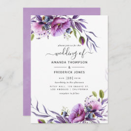 Invitación Boda violeta morado de amapola