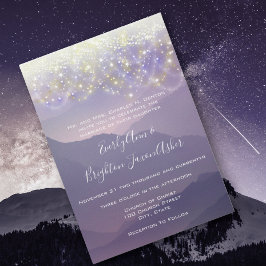 Invitación Boda violeta púrpura de las luces de hadas
