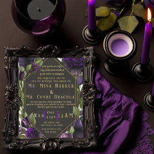 Invitación Boda Violeta Púrpura Floral Elegante Gótica