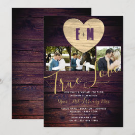 Invitación Boda violeta rusa invita a agregar 3 FOTOS