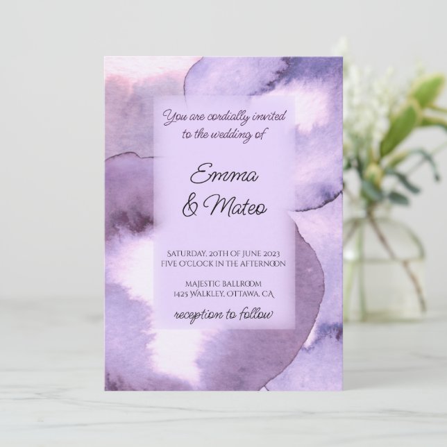 Invitación Boda violeta violeta moderno (Anverso de pie)