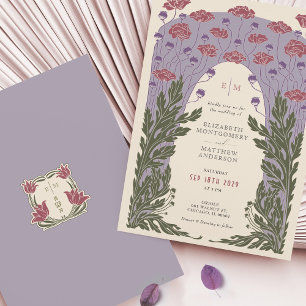 Invitación Boda violeta violeta violeta de estilo Art Nouveau