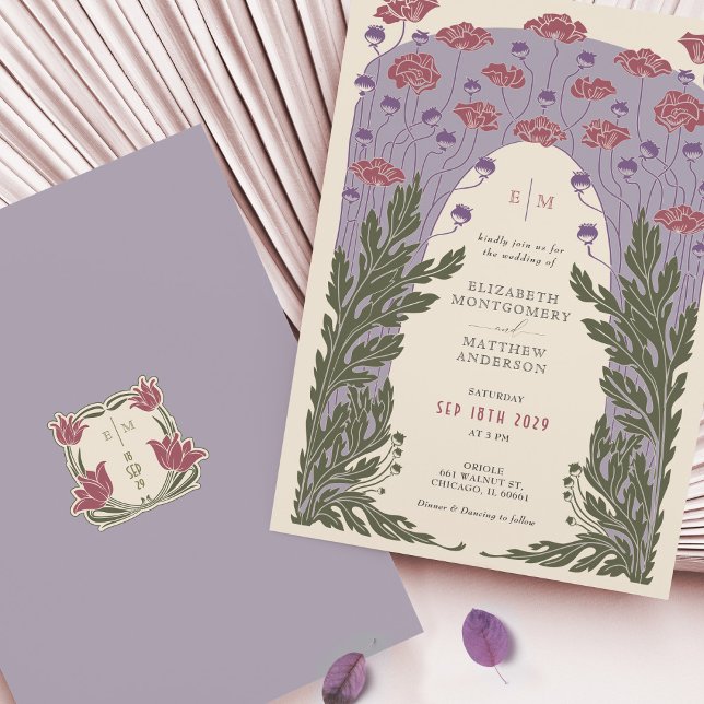 Invitación Boda violeta violeta violeta de estilo Art Nouveau (Subido por el creador)