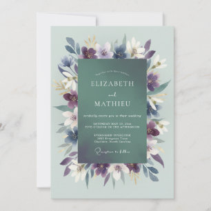 Invitación Boda Violetas Marinas Frondosas