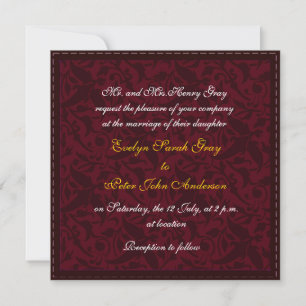Invitación Boda virgen Red Damask Brocade