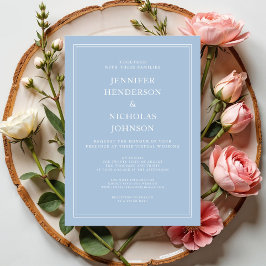 Invitación Boda Virtual Azul Polvo Elegante Moderna