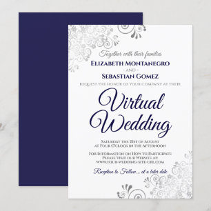 Invitación Boda virtual azul y blanco de la Marina de Guerra 