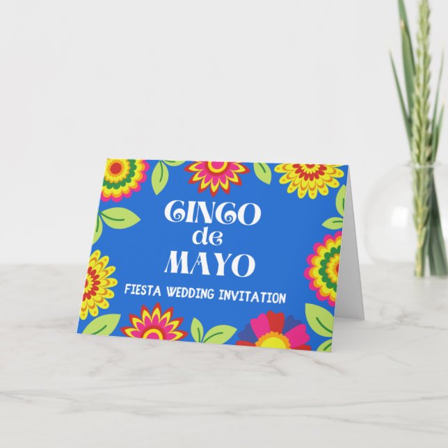 Invitación Boda Virtual Colorida Fiesta Mexicana Floral (Anverso)