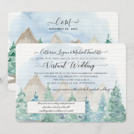 Invitación Boda virtual de acuarela de los árboles forestales