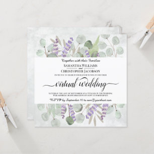 Invitación Boda virtual de acuarela Eucalyptus y Lavender