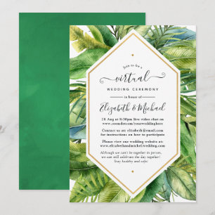 Invitación Boda virtual de acuarela tropical en línea