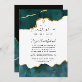 Invitación Boda virtual de agregación de Geode verde azulado 