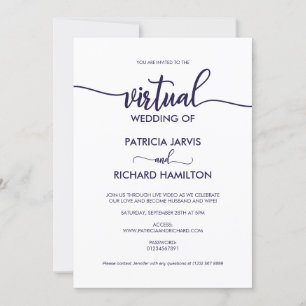 Invitación Boda Virtual de Caligrafía Simple y Elegante