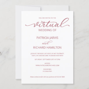 Invitación Boda Virtual de Caligrafía Simple y Elegante