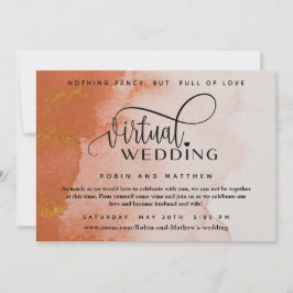 Invitación Boda virtual de color coral de terracota