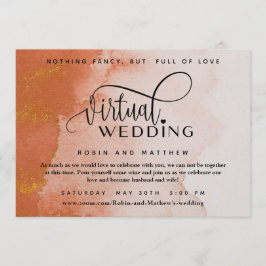 Invitación Boda virtual de color coral de terracota