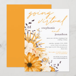 Invitación Boda virtual de color de agua de las flores grises
