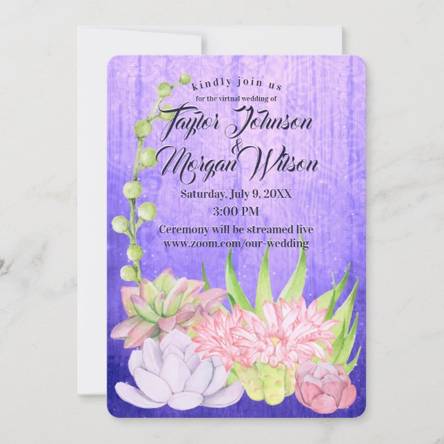 Invitación Boda virtual de color de agua mágico (Anverso)