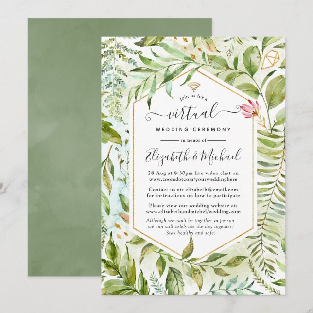 Invitación Boda virtual de cristal geométrico (Anverso / Reverso)