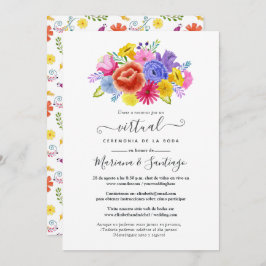 Invitación Boda virtual de Fiesta de Floral de color de agua