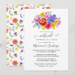 Invitación Boda virtual de fiesta floral al estilo acuarela e