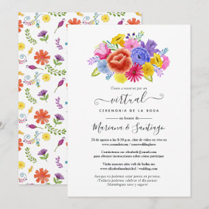 Invitación Boda virtual de fiesta floral al estilo acuarela e