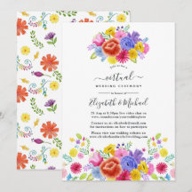 Boda virtual de fiesta mexicana floral acuarela
