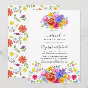Invitación Boda virtual de fiesta mexicana floral acuarela
