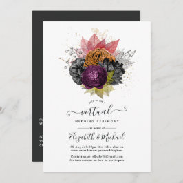 Invitación Boda virtual de Floral en línea de otoño vintage