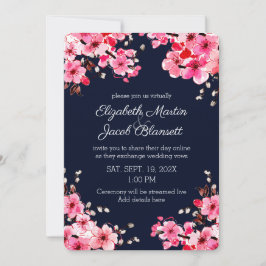 Invitación Boda virtual de flores de cerezo acuarela