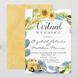 Invitación Boda virtual de girasoles de camión amarillo vinta