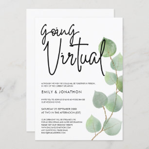 Invitación Boda virtual de guiones de eucalipto de color de a