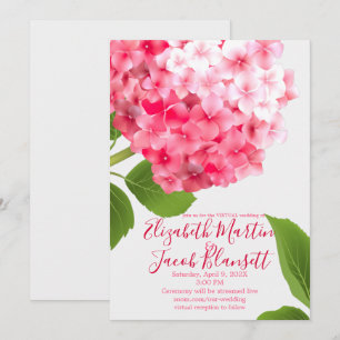 Invitación Boda virtual de hidrógeno rosa acuarela
