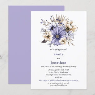 Invitación Boda virtual de la floración de acuarela de Lilac