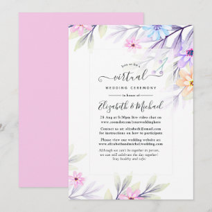 Invitación Boda virtual de la Floral de color de agua pastel 