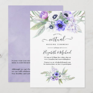 Invitación Boda virtual de la Floral de Pastel Violet en líne