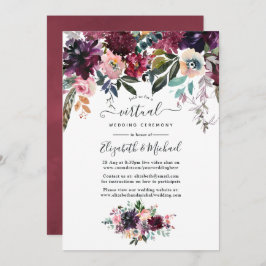 Invitación Boda virtual de la Floral de vino de Burdeos