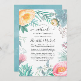Invitación Boda virtual de la floral tropical Dusty Pastel