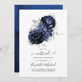 Invitación Boda virtual de la marina rusa y la floral platead