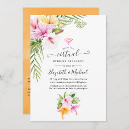 Invitación Boda virtual de la playa tropical floral en línea