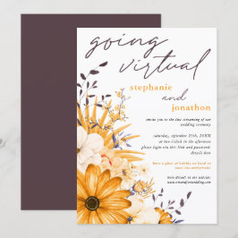 Invitación Boda virtual de las floraciones de color gris amar