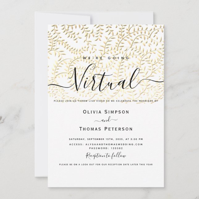 Invitación Boda virtual de oro (Anverso)