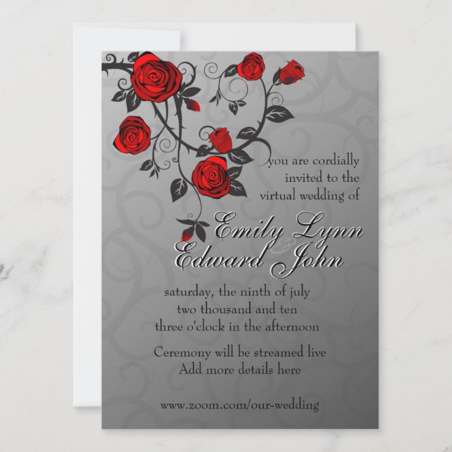Invitación Boda virtual de Rosas encantados (Anverso)