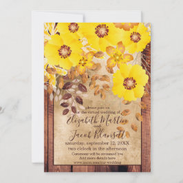 Invitación Boda virtual de Rosas salvajes amarillos de otoño 