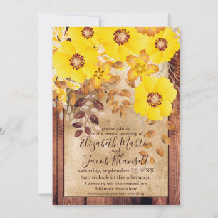 Invitación Boda virtual de Rosas salvajes amarillos de otoño