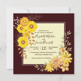 Invitación Boda virtual de Rosas salvajes amarillos de otoño 