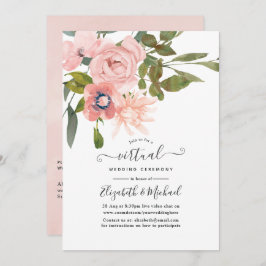 Invitación Boda virtual de Rubor Rosa y color rosa