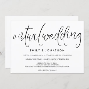 Invitación Boda virtual de script tipográfico simplificado