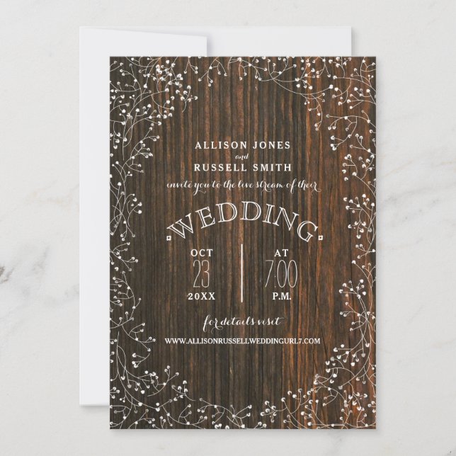 Invitación Boda virtual de transmisión en vivo Barnwood Respi (Anverso)