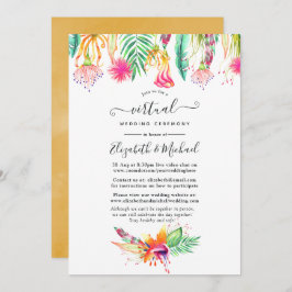 Invitación Boda virtual de verano tropical floral en línea